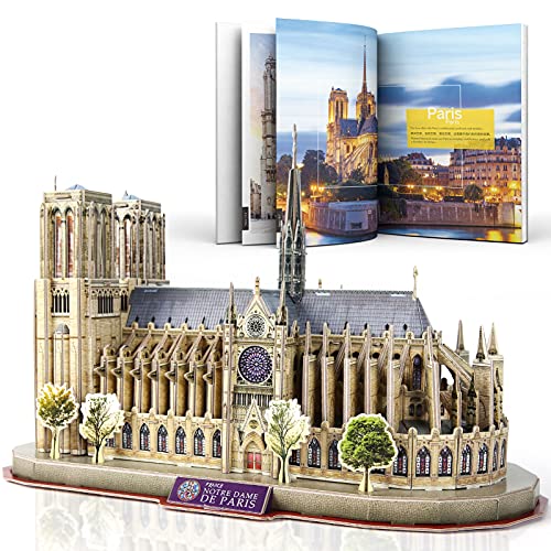 CubicFun National Geographic Puzzle 3D Notre Dame de Paris Gótica Kit Modelo de Edificio, 128 Piezas