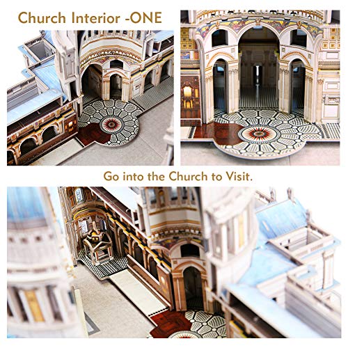 CubicFun Puzzle 3D Londres St.Paul's Cathedral Rompecabezas 3D Arquitectura Iglesia Reino Unido Modelo de Construcción Kits para Adultos Regalos, Catedral de San Pablo 643 Piezas