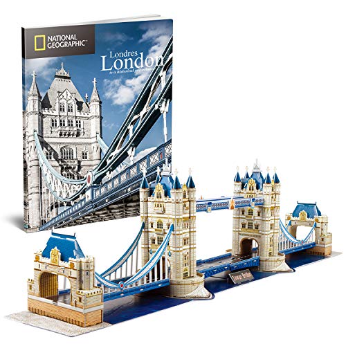 CubicFun Puzzle 3D Londres Tower Bridge, con National Geographic Folleto de Fotografía, 120 Piezas