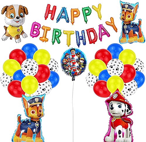 Cumpleaños Patrulla Canina Dog cumpleaños Pancarta, Balloons, Foil Balloons,for Kids Gift Fiesta de Cumpleaños Suministros Decoración