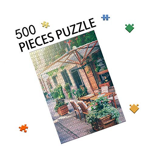 Cuteefun Puzzle 500 Piezas para Adultos Calle del Café Paisaje Rompecabezas De Cartón para Juego Familiar Decoración Hogareña