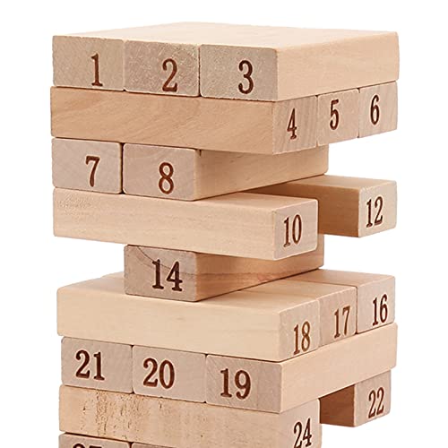 CUTULAMO Juguete clásico para Barras, Bloques de Madera, Juguetes apilables, promoción de la Amistad, Bloques de construcción de Torres, 4 Dados + 51 Bloques de Madera para Juegos Entre Padres e