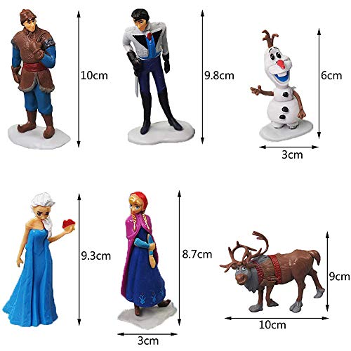 CYSJ 6 Pcs Princesa Congelada Cake Topper Frozen Decoración de Tartas Figuras Decoración para Tarta de cumpleaños de Figuras de Dibujos Animados del Fiesta Suministros