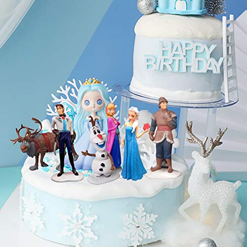 CYSJ 6 Pcs Princesa Congelada Cake Topper Frozen Decoración de Tartas Figuras Decoración para Tarta de cumpleaños de Figuras de Dibujos Animados del Fiesta Suministros