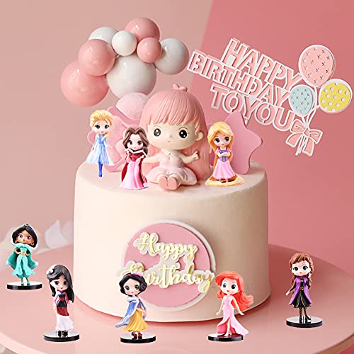 CYSJ Princesa Cake Topper 8Pcs Anime Decoración de Tartas Figuras Decoración para Tarta de cumpleaños de Figuras de Dibujos Animados del Fiesta Suministros