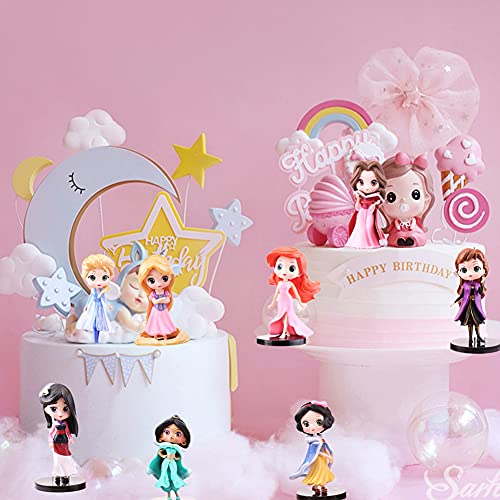 CYSJ Princesa Cake Topper 8Pcs Anime Decoración de Tartas Figuras Decoración para Tarta de cumpleaños de Figuras de Dibujos Animados del Fiesta Suministros