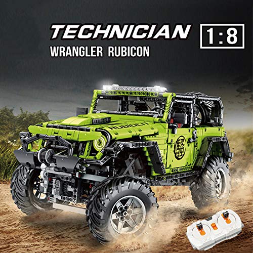 DAN DISCOUNTS Juego de bloques de construcción de coche para Jeep Wrangler Rubicon 2343 bloques de construcción 1:8 2.4G Off-Roader modelo con motores, bloques de construcción compatible con Lego