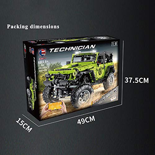 DAN DISCOUNTS Juego de bloques de construcción de coche para Jeep Wrangler Rubicon 2343 bloques de construcción 1:8 2.4G Off-Roader modelo con motores, bloques de construcción compatible con Lego