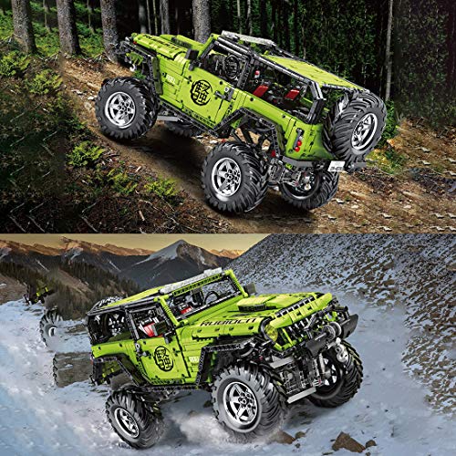 DAN DISCOUNTS Juego de bloques de construcción de coche para Jeep Wrangler Rubicon 2343 bloques de construcción 1:8 2.4G Off-Roader modelo con motores, bloques de construcción compatible con Lego