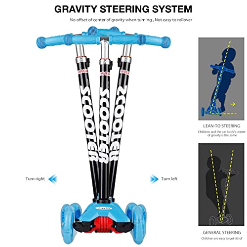 Darsen Patinete niño à Partir de 3 à 12 ANS-con Led Luces Altura Ajustable Desde 73-83CM con Freno Trasero Estable para un Uso Seguro por Parte de los niños