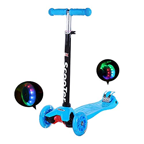 Darsen Patinete niño à Partir de 3 à 12 ANS-con Led Luces Altura Ajustable Desde 73-83CM con Freno Trasero Estable para un Uso Seguro por Parte de los niños