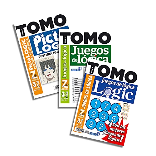 DataPrice Pack de 3 Libros de Pasatiempos de TOMO Lógica. Juegos de Lógica para Adultos Variados. - Ed. Zugarto -.