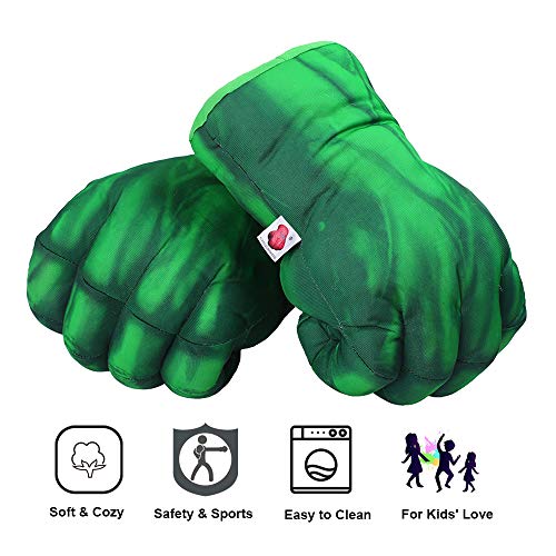 DDGOJUME Big Hulk Smash Hands, 1 par de Guantes de Boxeo Suaves de Hulk, Disfraz de Felpa de puño para niños y Adultos (Green)