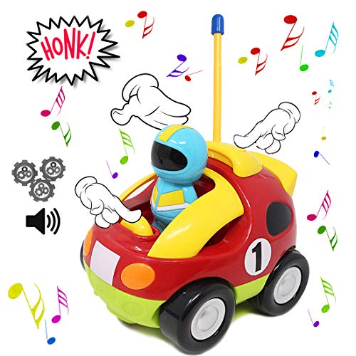 deAO Coche Adorable para Principiantes Cochecito a Control Remoto con Luces Música y Sonidos Figura de Conductor Extraíble (Coche de Carreras)