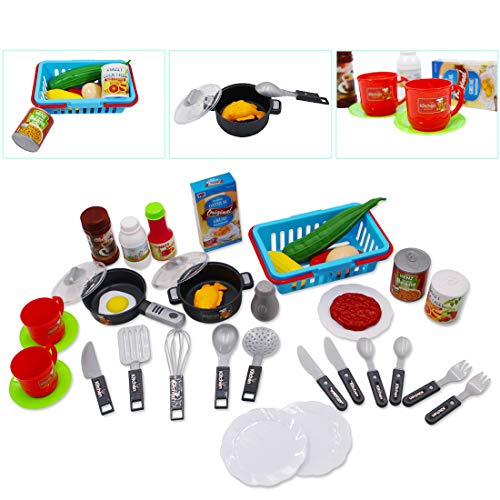 deAO Cocinita de Juguete Mi Little Chef con 30 Accesorios Incluidos, Color Rojo