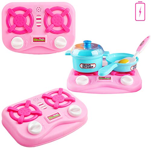 deAO Mi Pequeño Chef Cocinita de Juguete Grifo de Agua, Características de Luz y Sonidos, Conjunto Infantil de Cocina con 32 Accesorios Incluidos