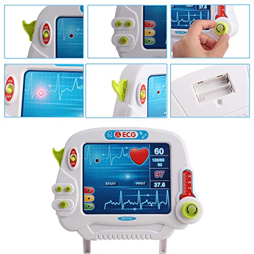 deAO Mi Pequeño Doctor Playset Centro Médico Portatil Maletín a Ruedas Juego de Imitación Incluye Accesorios