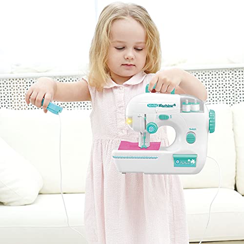 deAO 'Mi Primera Máquina de Coser' Juguete Infantil con Funciones Realistas, Luz, Pedal y Accesorios Incluidos Conjunto Kit de Manualidad Infantil Diseño Textil DIY