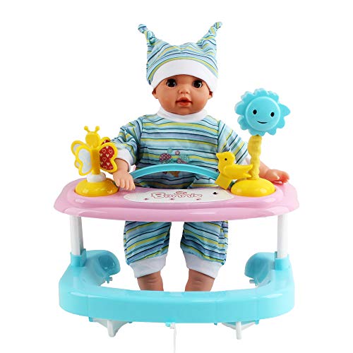 deAO Mi Primera Muñeca Bebé Conjunto Interactivo Set Incluye Muñeca de 14” con Sonidos, Pijama, Andador y Accesorios