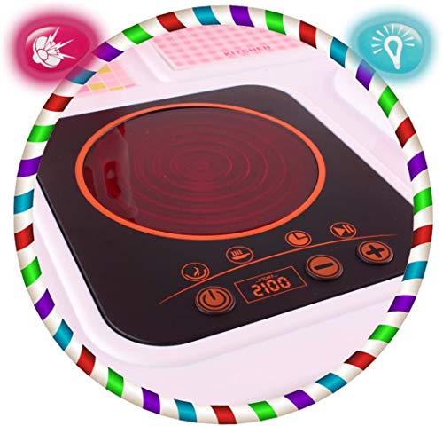 deAO Pequeño Chef Set de Cocinita Plegable en Maleta Convertible Maletín de Juegos con Accesorios, Luces, Sonidos (Rosa) , color/modelo surtido