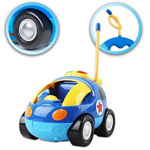 deAO RC Coche Adorable para Principiantes Cochecito a Control Remoto con Luces Música y Sonidos Figura de Conductor Extraíble (Coche de Policia)