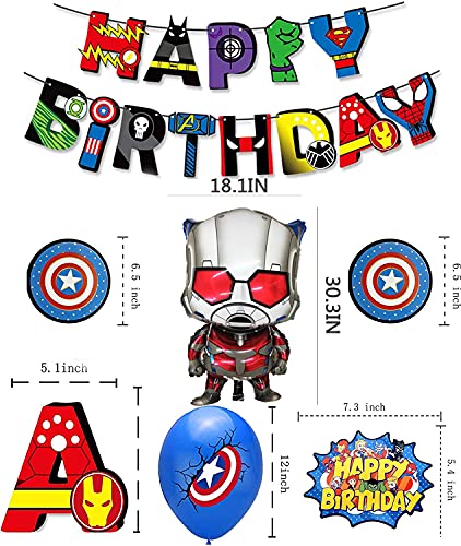 Decoracion Cumpleaños Superheroes Globos de Superhéroe Feliz Cumpleaños del Pancarta Superheroes Adornos de Pastel Superhéroe Marvel Cumpleaños Decoracion