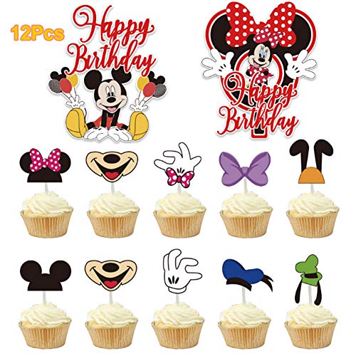 Decoraciones de cumpleaños de Mickey Mouse,39 PCS Banner de Happy Birthday adorno de pastel Globos de lunares para la fiesta temática de Mickey Mouse