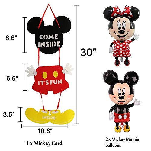 Decoraciones de Cumpleaños de Mouse,Petite Souris con Globos Rojos,Negros y Amarillo Guirnalda Feliz Cumpleaños,Pancarta de Feliz Cumpleaños para Niños Cumpleaños de Chicas Baby Shower