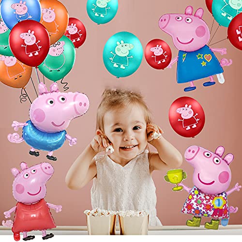 Decoraciones de Fiesta Cumpleaños Peppa Pig Globos George Pig Globos de Aluminio Peppa Pig Globos de Papel de Fiesta para Niños Suministros de Fiesta Cumpleaños Temáticos George Peppa Pig