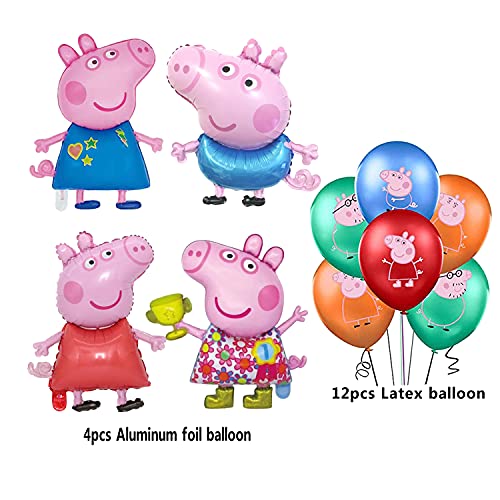 Decoraciones de Fiesta Cumpleaños Peppa Pig Globos George Pig Globos de Aluminio Peppa Pig Globos de Papel de Fiesta para Niños Suministros de Fiesta Cumpleaños Temáticos George Peppa Pig