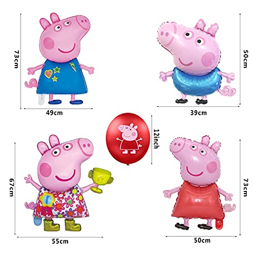 Decoraciones de Fiesta Cumpleaños Peppa Pig Globos George Pig Globos de Aluminio Peppa Pig Globos de Papel de Fiesta para Niños Suministros de Fiesta Cumpleaños Temáticos George Peppa Pig