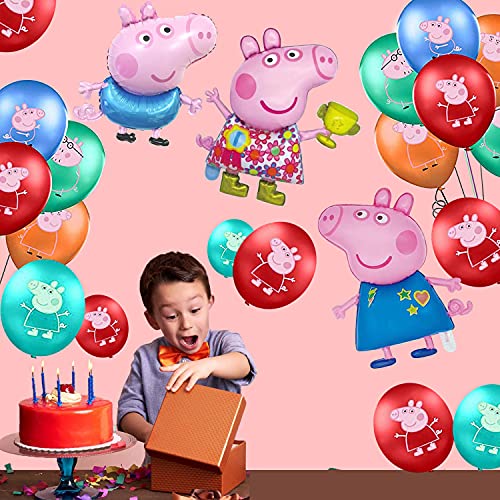 Decoraciones de Fiesta Cumpleaños Peppa Pig Globos George Pig Globos de Aluminio Peppa Pig Globos de Papel de Fiesta para Niños Suministros de Fiesta Cumpleaños Temáticos George Peppa Pig