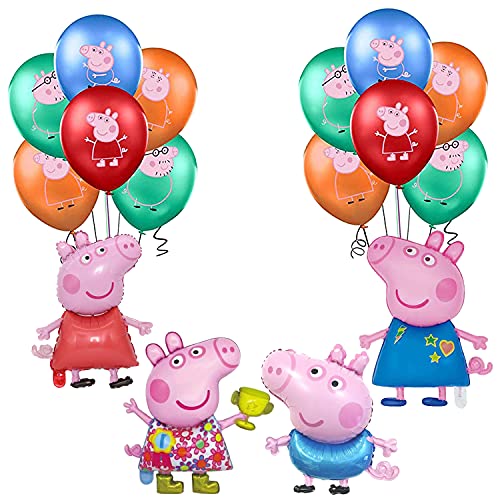 Decoraciones de Fiesta Cumpleaños Peppa Pig Globos George Pig Globos de Aluminio Peppa Pig Globos de Papel de Fiesta para Niños Suministros de Fiesta Cumpleaños Temáticos George Peppa Pig