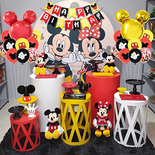 Decoraciones para el Primer cumpleaños con temática de Mickey, niño Mickey NB a 12 Meses Pancarta para Fotos decoración para Tartas Pancarta para Trona Sombreros de cumpleaños para niños