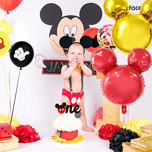 Decoraciones para el Primer cumpleaños con temática de Mickey, niño Mickey NB a 12 Meses Pancarta para Fotos decoración para Tartas Pancarta para Trona Sombreros de cumpleaños para niños