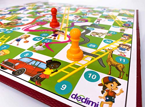 Dedimi Serpientes y escaleras Juegos de mesa para niños Juego tradicional clásico para niños, niñas, amigos y familia calidad tiempo - juego de mesa para niños