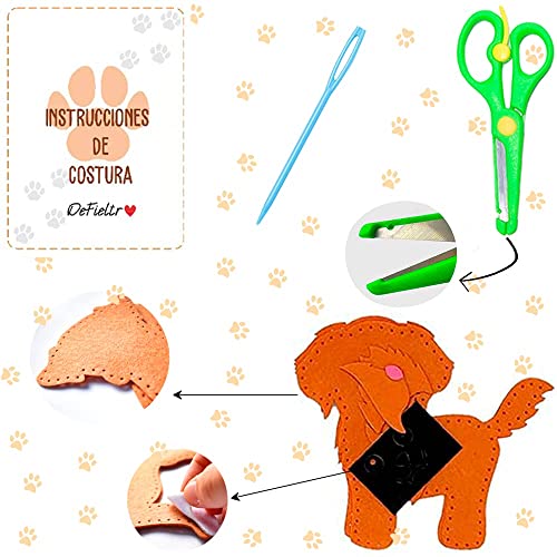 DeFieltro Razas De Perros - Kit Costura Niños y Adultos para Hacer Manualidades Infantiles – Set de Costura Niñas para Aprender a Coser – Juego Maletin Costura Infantil