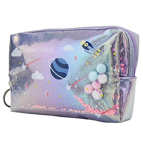 DEI Estuche de lápices con purpurina para niña de gran capacidad, bolsa de lápices escolar, bolsa de lápices, papelería y bolígrafo de maquillaje