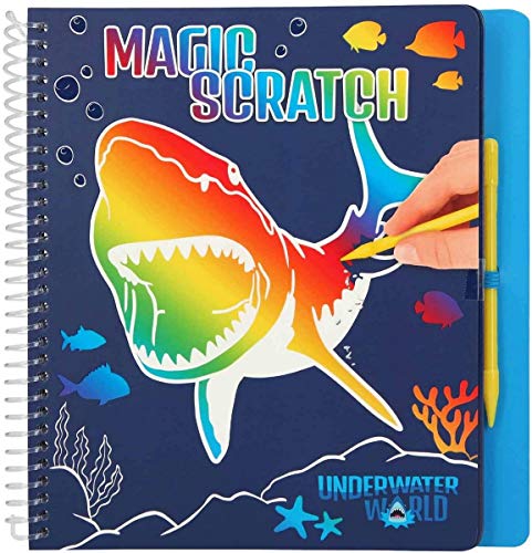 Depesche-DP-0011079 Libro para Colorear Magic Scratch Book, Dino World Underwater, Aprox. 20 x 19,3 x 2 cm, Color 0, única (11079)