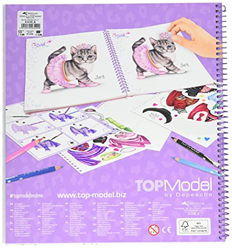 Depesche-DP-0011133 Libro para Colorear Create Your Kitty, TopModel, Aprox. 22 x 20 x 1,5 cm, Color 0, única (11133)