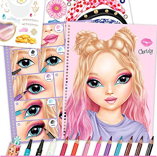 Depesche- Libro para Colorear, TopModel Create Your Make-Up, Aprox. 24 x 19,5 x 1 cm, Color carbón (10728)