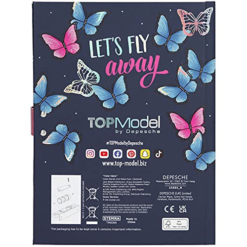 Depesche TOPModel 11621 - Diario con código secreto y sonido, aprox. 20,5 x 15 x 3 cm, 80 páginas rayadas para anotar ideas, pensamientos y sentimientos, multicolor