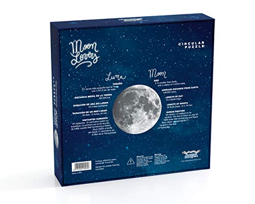 Designer Souvenirs - Puzzle Circular de la Luna para Adultos | 500 Piezas | con Forma Redonda y 48 cm de diámetro | Incluye Sticker de 48x48 cm para enmarcarlo