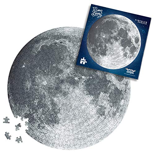 Designer Souvenirs - Puzzle Circular de la Luna para Adultos | 500 Piezas | con Forma Redonda y 48 cm de diámetro | Incluye Sticker de 48x48 cm para enmarcarlo