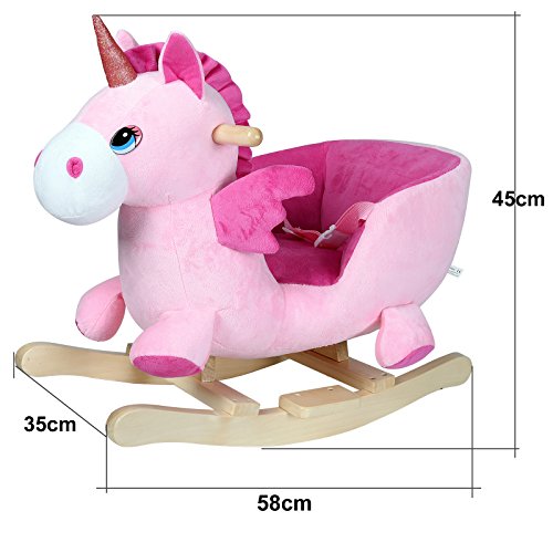 Deuba Balancín Unicornio para niños Rosa Mecedora con Sonidos y Asiento con cinturón de Seguridad