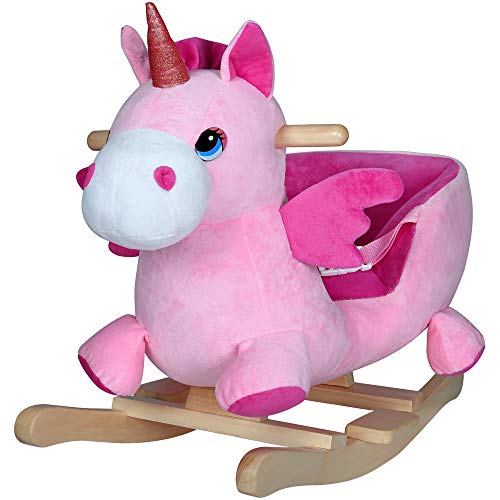 Deuba Balancín Unicornio para niños Rosa Mecedora con Sonidos y Asiento con cinturón de Seguridad