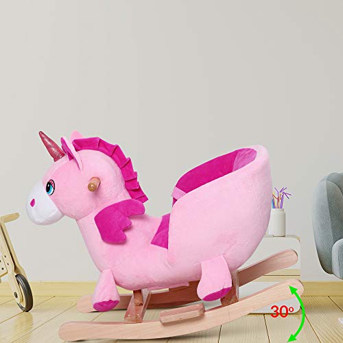 Deuba Balancín Unicornio para niños Rosa Mecedora con Sonidos y Asiento con cinturón de Seguridad