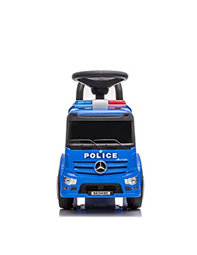 Devessport - Correpasillos Mercedes Actros - Camión de policía - 63,5 x 29 x 27 cm - Ideal para niños de 1 a 3 años (Máximo 25 Kg)