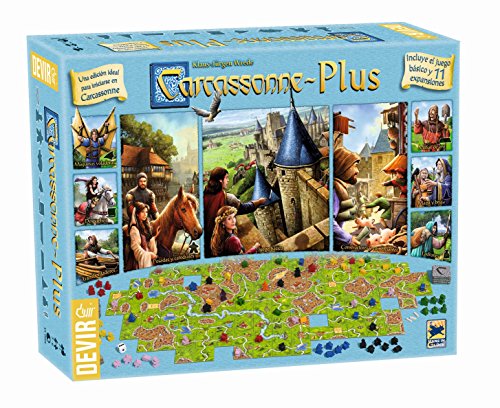 Devir BGCARPLUS3 - Carcasonne Plus, juego básico + 11 expansiones, edad recomandada 7 años y más