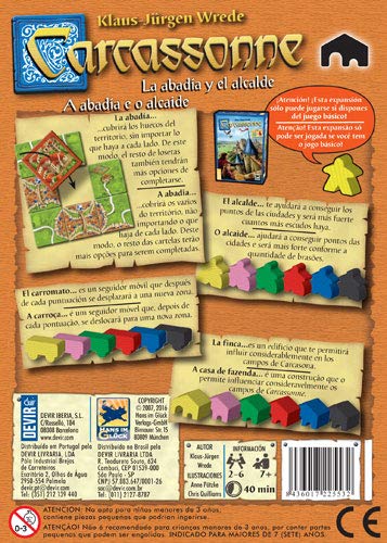 Devir-Carcassonne-La abadia y el Alcalde, Juego de Mesa BGCARAB, única